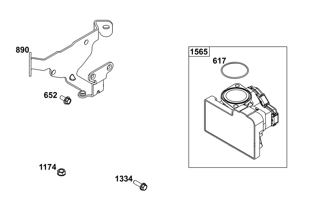 Throttle Body Group Diagram and Parts List for 61A777-0100-J1 400000 - 699999 Briggs and Stratton Engine